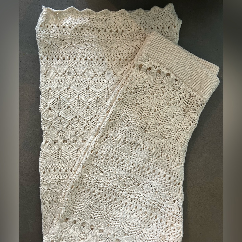 House of Harlow Cream Crochet Knit pants